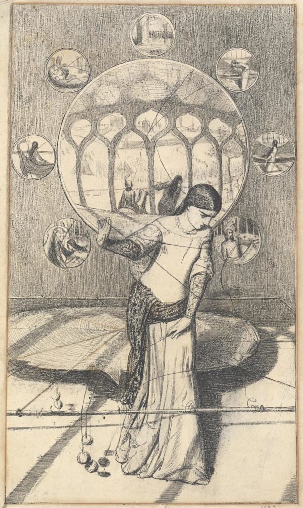 Уильям Холман Хант, Леди Шалот - рисунок,1850